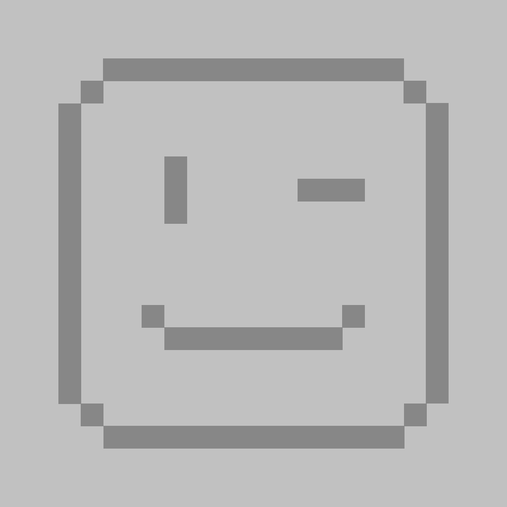 A grey, pixelated, winking smiley face.